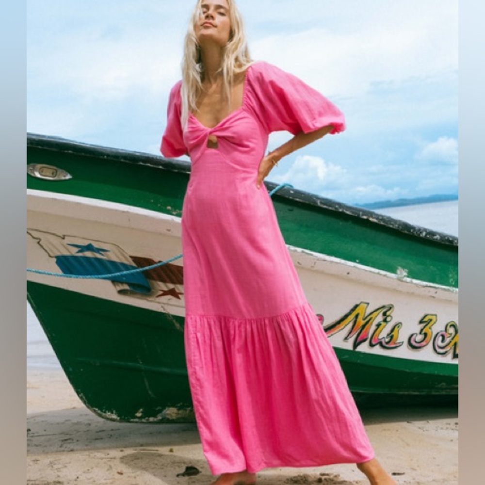 Billabong pink maxi dress (lined) medium
